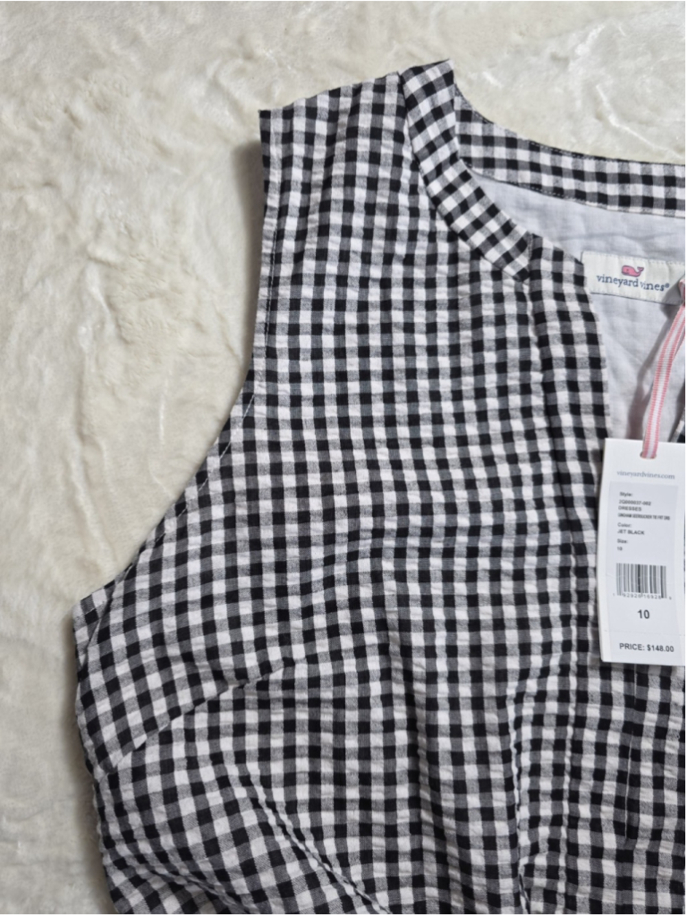 Vineyard Vines Gingham Seersucker Dress 10 Preppy Coastal Romantic NWT $148 - Picture 11 of 15
